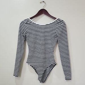 H&M Black and White Striped Bodysuit
